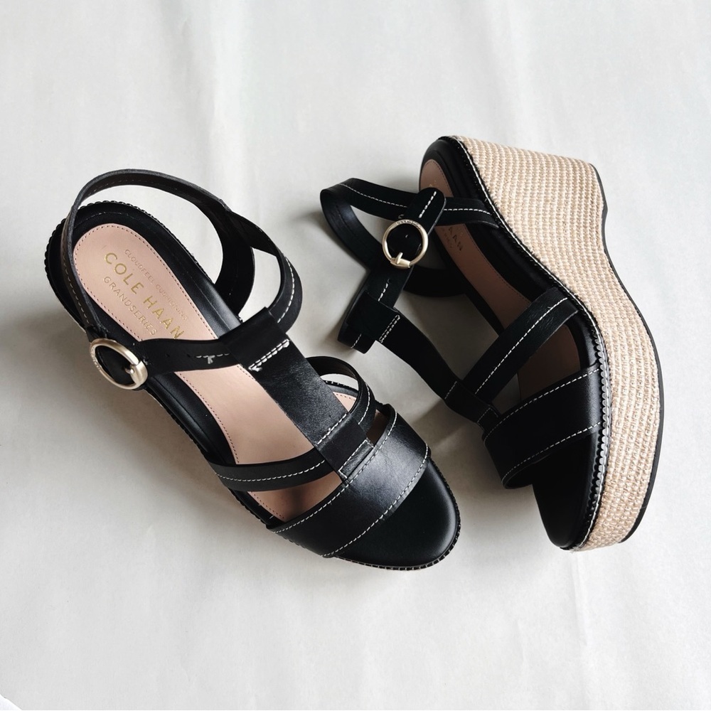 COLE HAAN Womens Black Platform Cloudfeel Wedge Espadrille Shoes 10B​​​